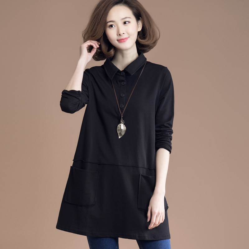 2019 Spring new pattern Large Easy mm Base coat pure cotton jacket T-shirt Mid length version T-shirt Long sleevein the Women's clothing/Boutique , T-shirt category - from Buy2taobao.com to provide professional Taobao agent buy service