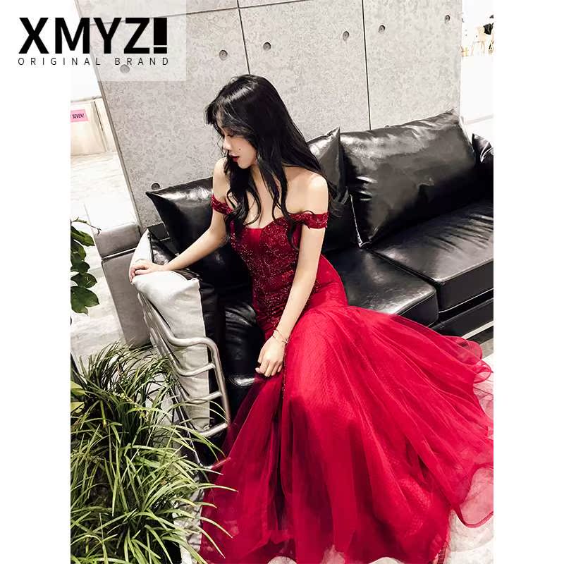 Toast clothing bride marry 2019 new pattern Spring Self cultivation fish tail Off Shoulder wedding banquet Evening dress Back door servicein the Women's clothing/Boutique , Wedding/Cheongsam/Formal dress , Formal dress/Evening category - from Buy2taobao.com to provide professional Taobao agent buy service