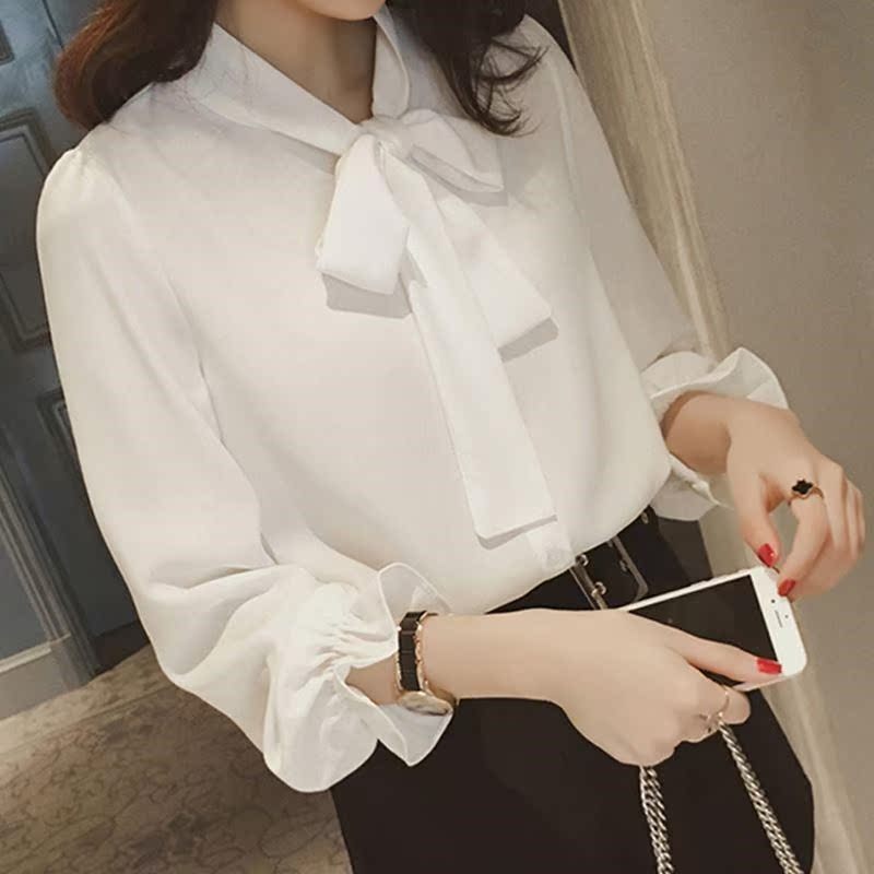 上衣中长蝴蝶结春秋衫女雪纺衬衣新款系带打底大码气质夏长袖超火在类目 女装/女士精品, 衬衫中 - 来自Buy2taobao.com提供专业的淘宝代购服务