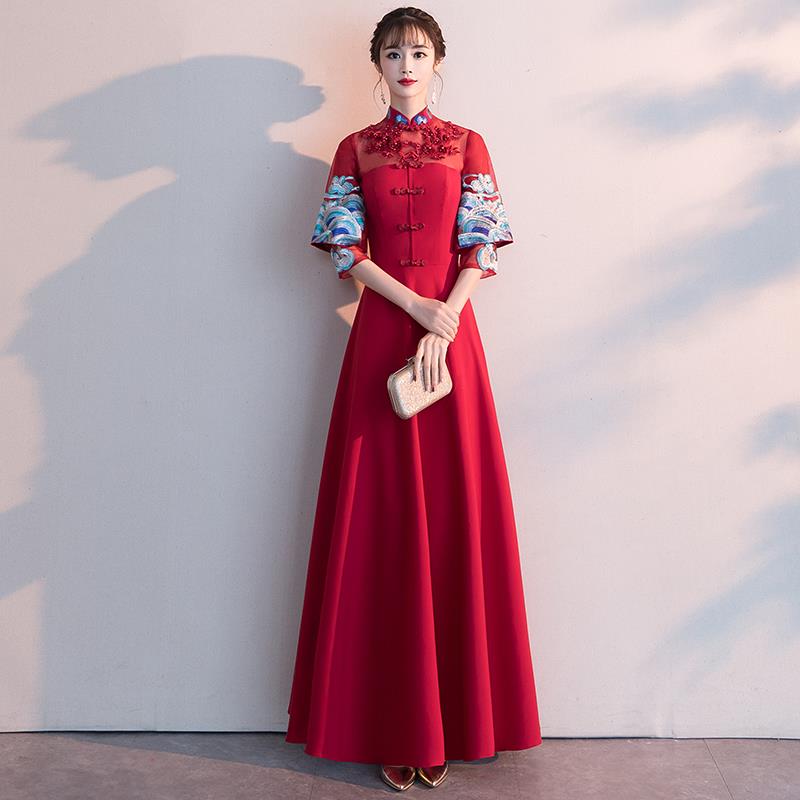 中式敬酒服女新娘旗袍2019新款春款红色长款复古结婚答谢宴礼服裙在类目 女装/女士精品, 婚纱/旗袍/礼服, 礼服/晚装中 - 来自Buy2taobao.com提供专业的淘宝代购服务
