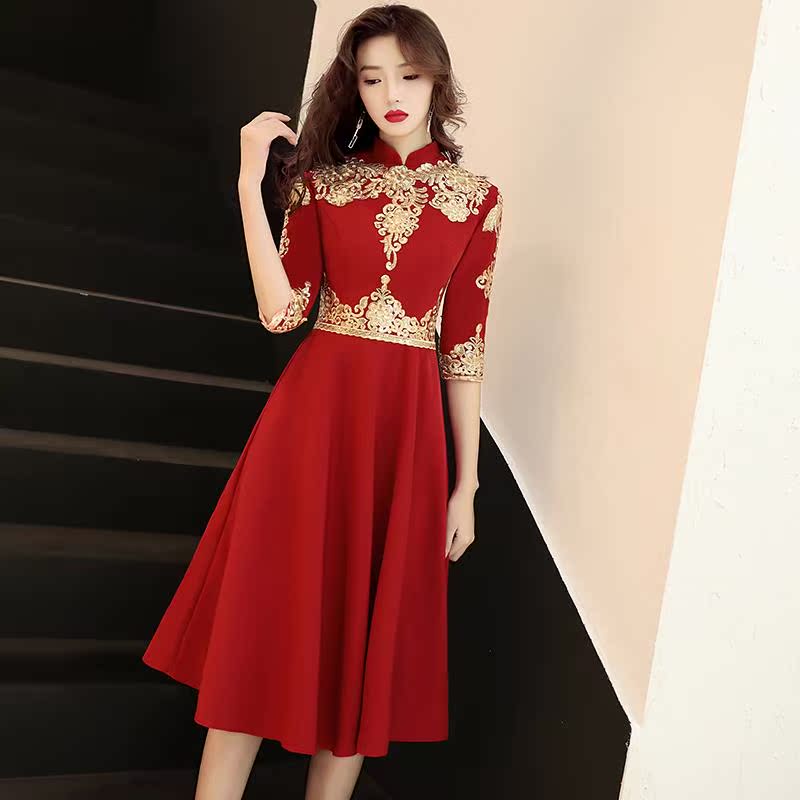 敬酒服新娘2018新款秋显瘦中长款红色中式结婚晚礼服回门旗袍冬季在类目 女装/女士精品, 婚纱/旗袍/礼服, 礼服/晚装中 - 来自Buy2taobao.com提供专业的淘宝代购服务