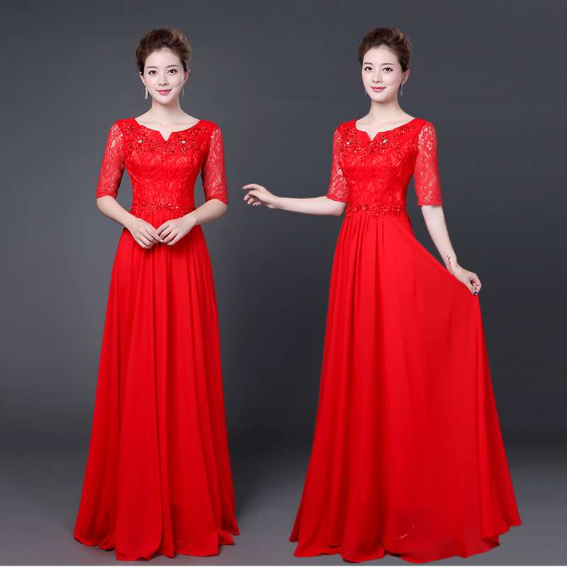Middle and old age Chorus dress longuette adult Chorus Costume Female conductor full dress Opening Stage costumes Sleevein the Women's clothing/Boutique , Costume/National costume/Stage costumes , National costume/Costumes category - from Buy2taobao.com to provide professional Taobao agent buy service