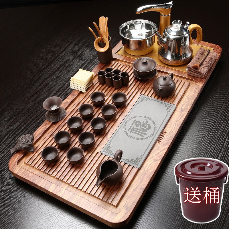 茶具套装家用整套全自陶瓷功夫茶盘实木紫砂喝茶简约泡茶茶道|ruв категории посуда, чайный сервиз, набор чайный сервиз - от Buy2taobao.com для оказания профессиональной услуги покупки агента Taobao