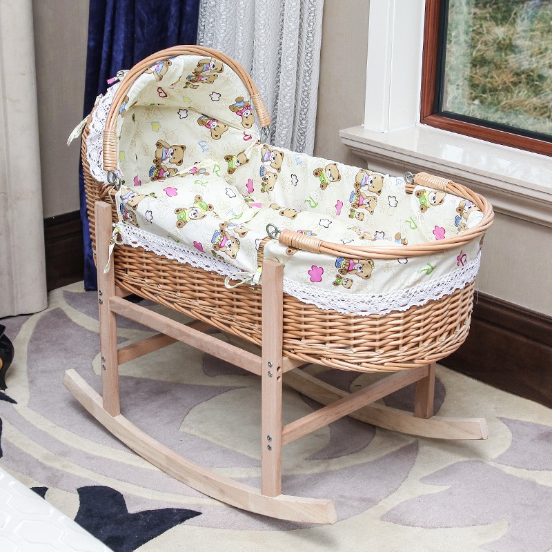 Newborn Rattan Baby Basket Portable Handbaskets Strollers solid wood vehicle environmental protection Baby bedin the Diapers/Care/Feeding/Push lathe , Crib/Crib/Cradle/Chair , Cradle category - from Buy2taobao.com to provide professional Taobao agent buy service