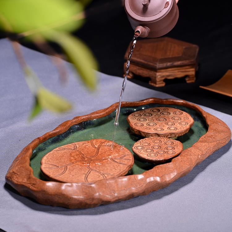 手工粗陶壶承莲蓬托泡茶台壶垫干泡盘储水茶海日式功夫茶道包邮在类目 餐饮具, 茶具, 茶道/零配中 - 来自Buy2taobao.com提供专业的淘宝代购服务