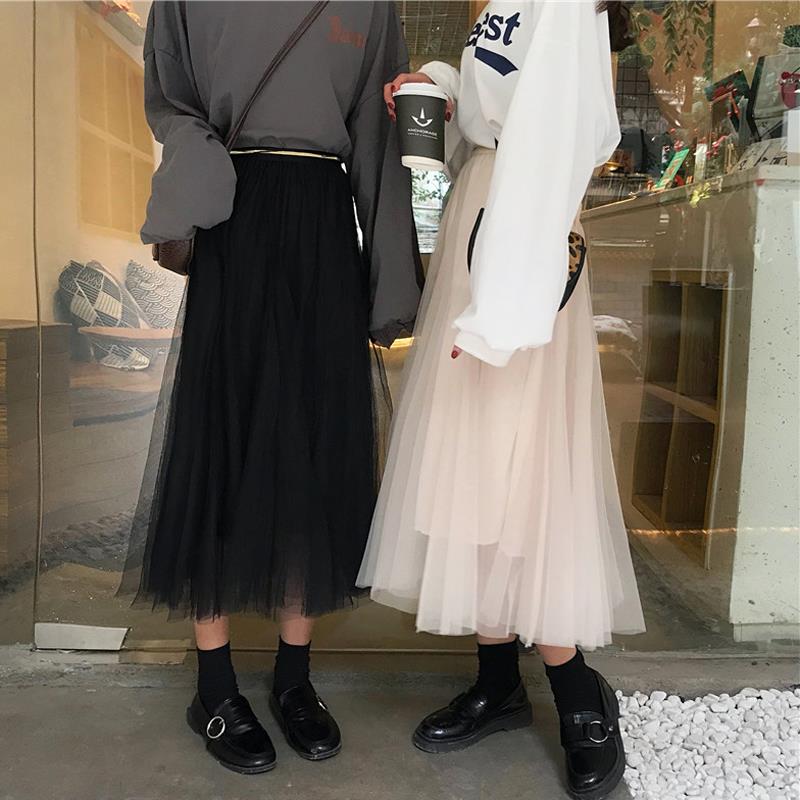 春装2019新款女装ins超火裙子高腰大摆网纱半身裙中长款A字裙学生在类目 女装/女士精品, 半身裙中 - 来自Buy2taobao.com提供专业的淘宝代购服务