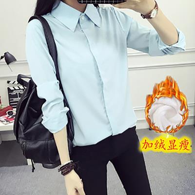 秋冬新款加绒加厚保暖白衬衫女长袖韩范宽松职业正装学生休闲衬衣在类目 女装/女士精品, 衬衫中 - 来自Buy2taobao.com提供专业的淘宝代购服务