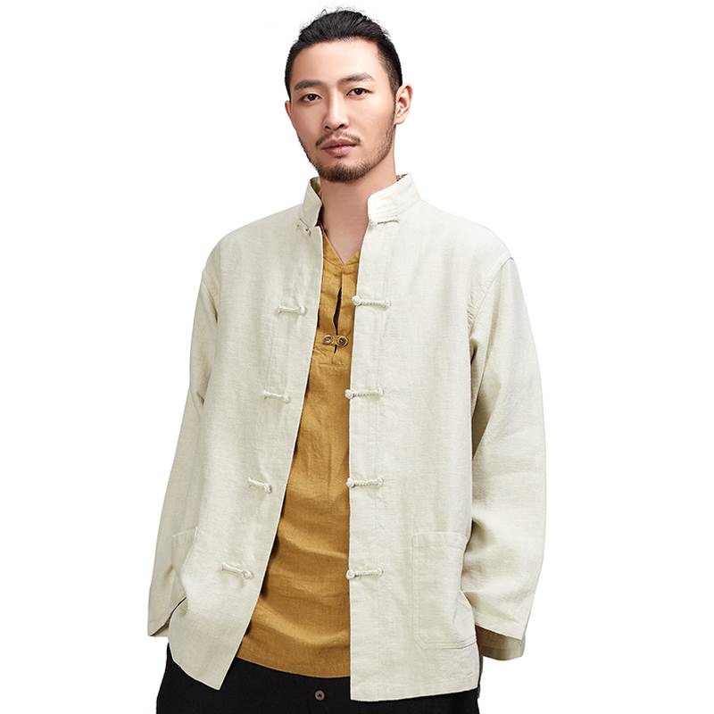 Tang costume Chinese style coat men's wear Chinese style Hanfu middle age Retro Improvement frog Spring Long sleeve Tai Chi clothesin the Men's clothing, National costume category - from Buy2taobao.com to provide professional Taobao agent buy service