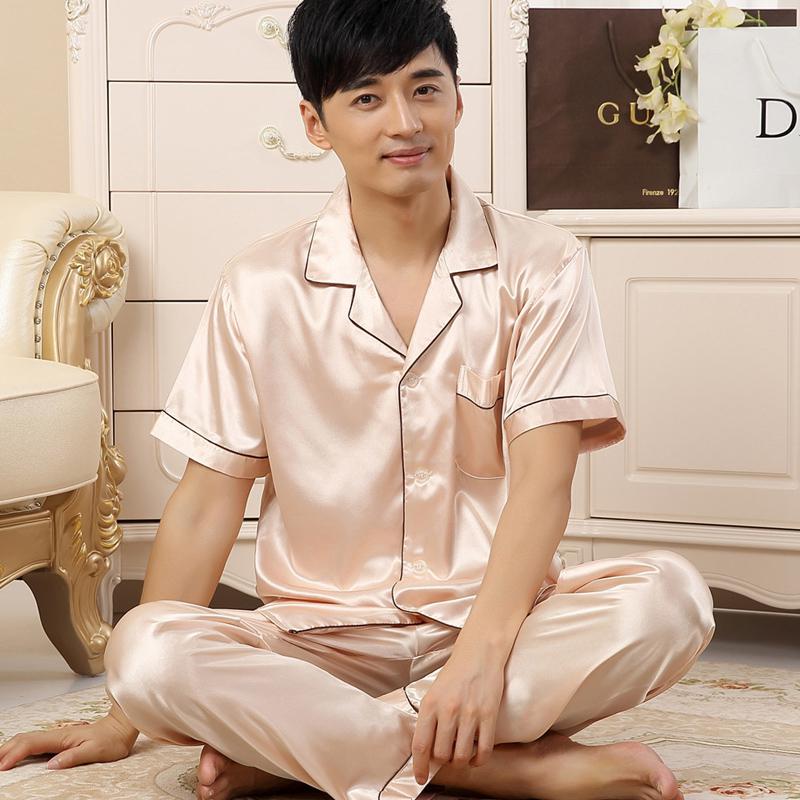 spring and autumn summer man pajamas Short sleeved trousers Thin section Youth Borneol Length exquisite Silk like Home Furnishingsin the Lingerie/Men's underwear/Tracksuit , Lingerie category - from Buy2taobao.com to provide professional Taobao agent buy service