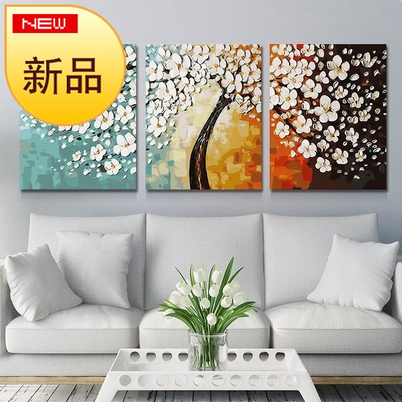 d55iy数字油画客厅风景三联三拼大幅手工绘填色油彩装饰画 财运树|ruв категории Домашний быт, декоративная живопись, DIY/цифровой живописи - от Buy2taobao.com для оказания профессиональной услуги покупки агента Taobao