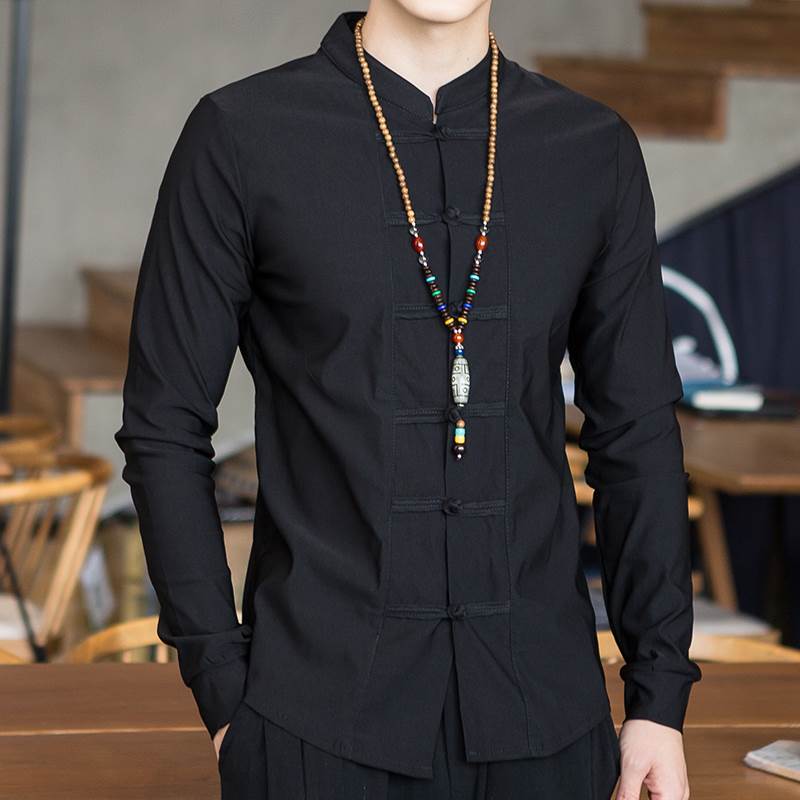 春秋长袖衬衫男青年盘扣中山装茶人服修身佛系古风在类目 男装, 民族服装中 - 来自Buy2taobao.com提供专业的淘宝代购服务