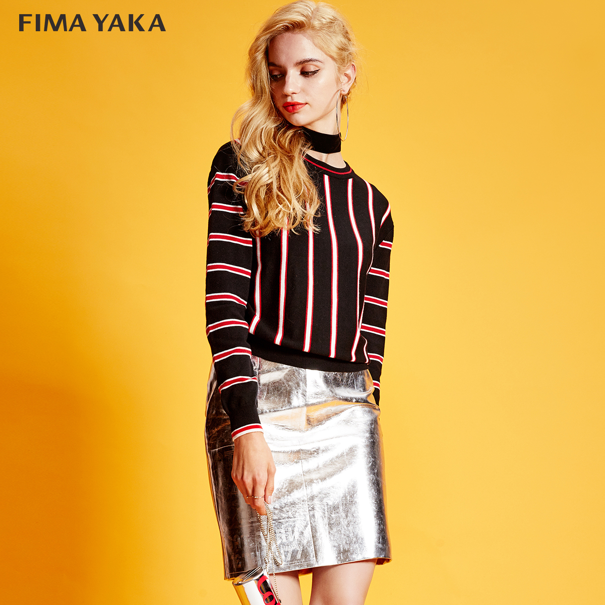 fima yaka 2018秋冬新修身圆领条纹休闲毛衫女80968005在类目 女装/女士精品, 毛衣中 - 来自Buy2taobao.com提供专业的淘宝代购服务