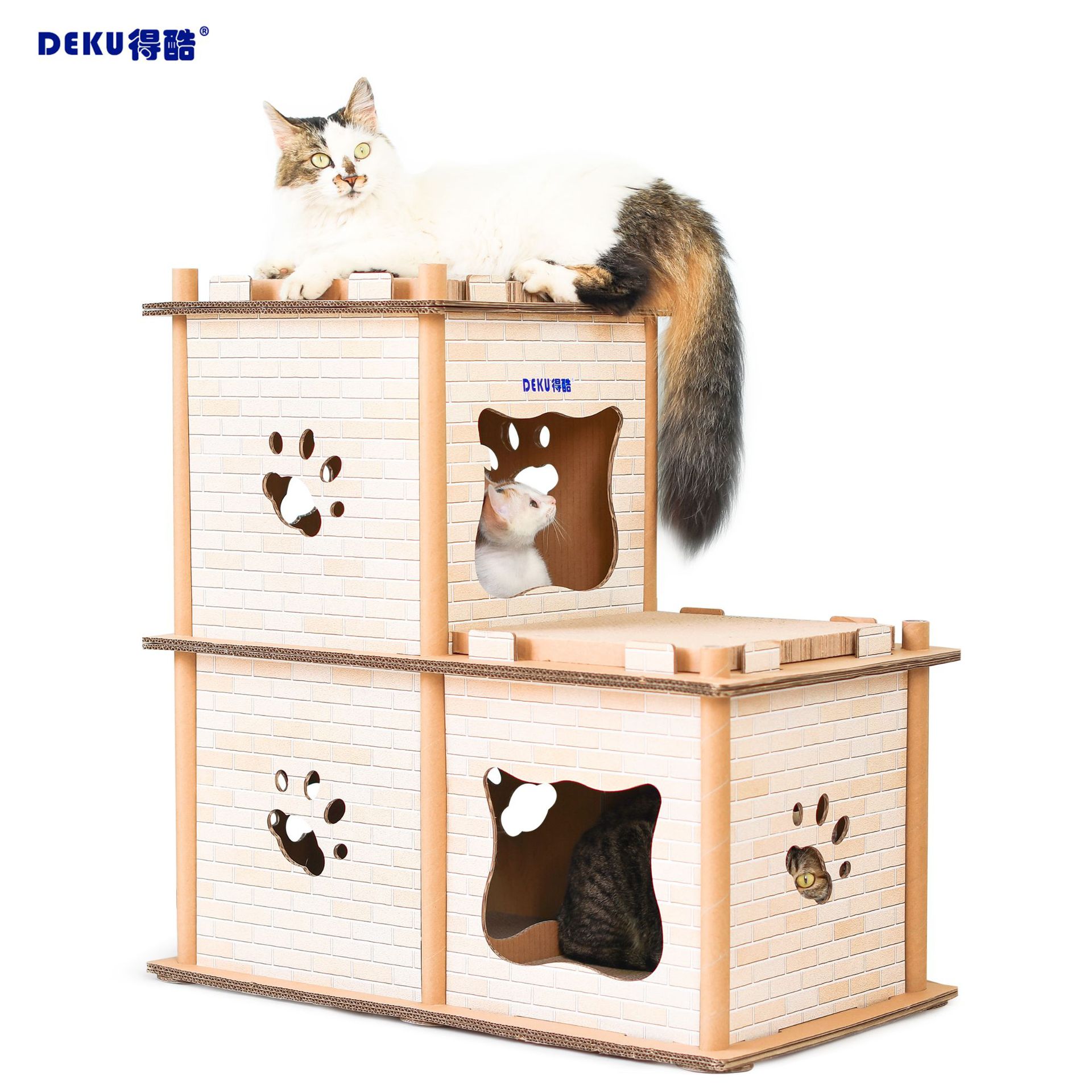 瓦楞纸猫屋DIY创意大号二层猫爬架猫抓板猫磨爪玩具送猫草在类目 宠物/宠物食品及用品, 猫/狗玩具, 发声玩具中 - 来自Buy2taobao.com提供专业的淘宝代购服务