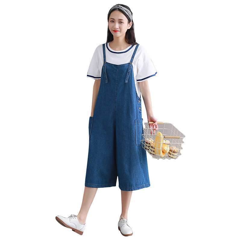 2018夏裝新款女褲七分褲寬松大碼闊腿背帶文藝吊帶褲在類目 女裝/女士精品, 牛仔褲中 - 來自Buy2taobao.com提供專業的淘寶代購服務