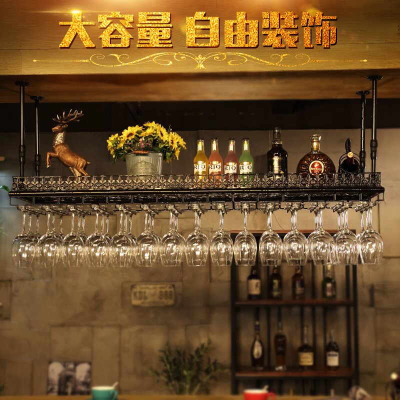 铁艺墙上壁挂式酒柜置物架吊顶悬挂家用吧台红酒高脚杯倒挂酒杯架|ruв категории посуда, до дна/бокал/вино, вина стойки - от Buy2taobao.com для оказания профессиональной услуги покупки агента Taobao