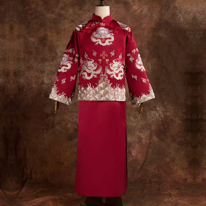 深麻秀禾服新款 2019男士中式嫁衣新郎結婚禮服龍鳳褂男裝秀和服在類目 男裝, 民族服裝中 - 來自Buy2taobao.com提供專業的淘寶代購服務