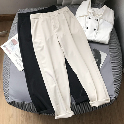 直筒裤韩版夏季简约高腰纯色百搭显瘦长裤时尚新款休闲洋气F》10