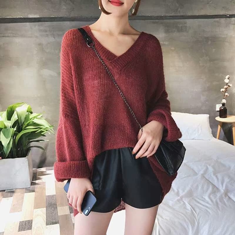 Spring Lazy sweater Mid length version Sweater Easy Thin section V-neck Mohair Hollow Socket Smockin the Women's clothing/Boutique , Sweaters category - from Buy2taobao.com to provide professional Taobao agent buy service