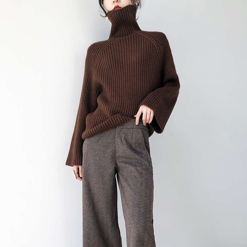 Beige High collar Bottoming sweater Autumn and winter 2018 new pattern Internal lap Easy Lazy Socket thickening stripe Sweaterin the Women's clothing/Boutique , Sweaters category - from Buy2taobao.com to provide professional Taobao agent buy service