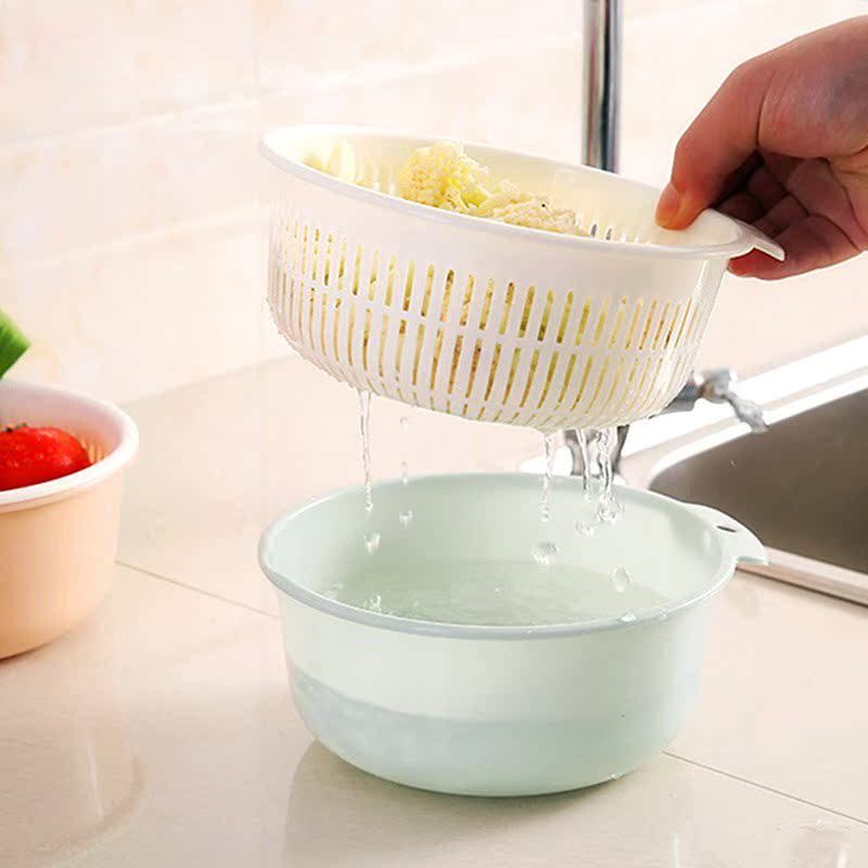 household trumpet Plastic Shopping basket Vegetable Basket double-deck Leach basket Trays a living room Fruit plate Vegetable dishin the Tableware , Tableware , Fruit bowl/Fruit plate/Hamper  category - from Buy2taobao.com to provide professional Taobao agent buy service