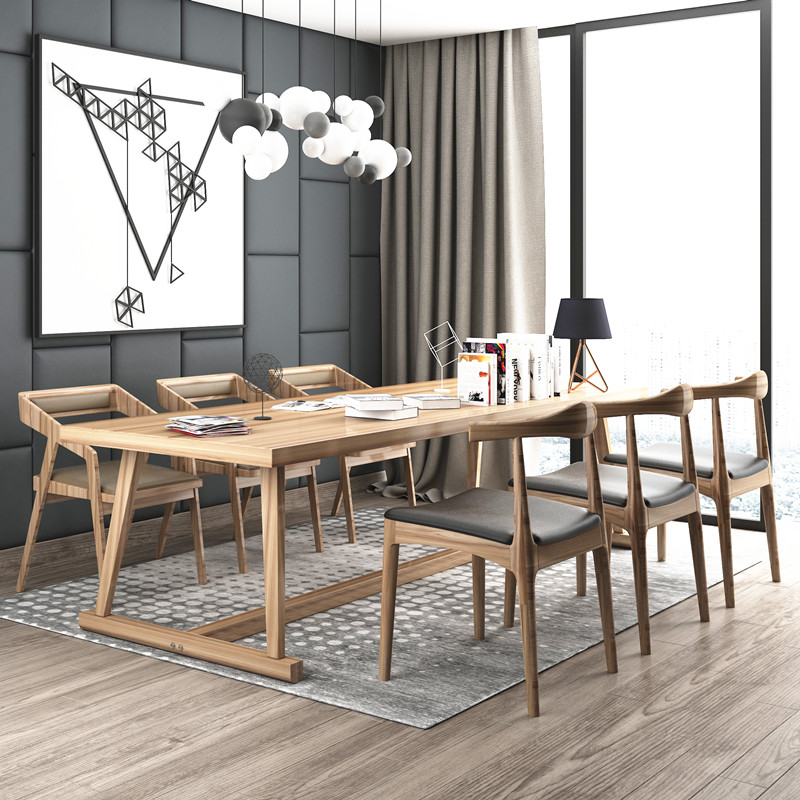 。loft实木会议桌工业风办公桌长方形小型洽谈桌椅组合简约长条桌在类目 商业/办公家具, 办公家具, 办公桌, 会议桌中 - 来自Buy2taobao.com提供专业的淘宝代购服务