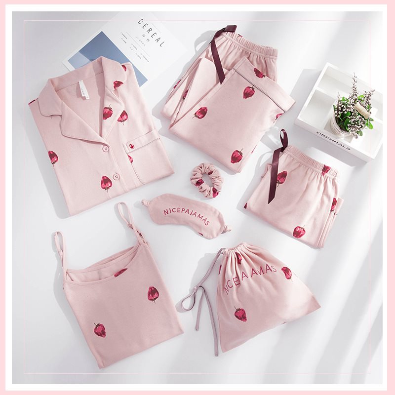 Ulala strawberry seven piece pajama woman summer autumn|ruв категории животное/Животное питание и принадлежностей, одежды и аксессуаров для домашних животных, домашний костюм/плащ - от Buy2taobao.com для оказания профессиональной услуги покупки агента Taobao
