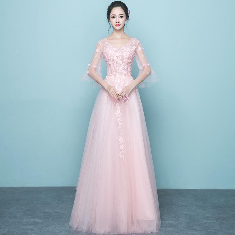 New evening party 2019 Pink full dress Party banquet Noble temperament have more cash than can be accounted for Bridesmaid Dresses Dressin the Women's clothing/Boutique , Wedding/Cheongsam/Formal dress , Formal dress/Evening category - from Buy2taobao.com to provide professional Taobao agent buy service
