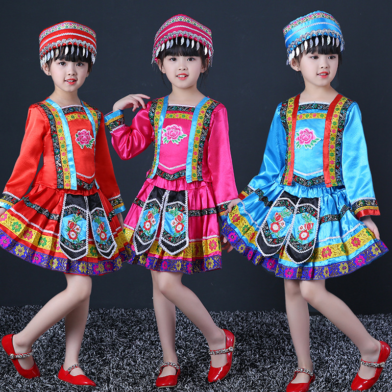 儿童苗族舞蹈演出服装女童少数民族裙侗族彝族土家瑶族舞台表演服|ruв категории Ручная работа, национальных меньшинств, в особенности ремесла, Дунский - от Buy2taobao.com для оказания профессиональной услуги покупки агента Taobao