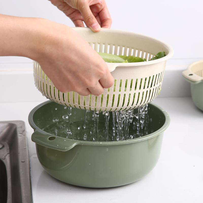 double-deck Plastic Vegetable Basket kitchen Leach basket household multi-function circular Fruit plate Trays Fruits Basket Shopping basketin the Tableware , Tableware , Fruit bowl/Fruit plate/Hamper category - from Buy2taobao.com to provide professional Taobao agent buy service