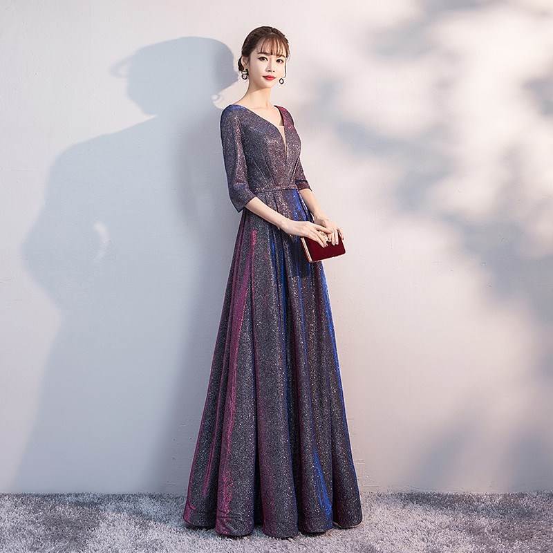 新款气质晚礼服裙2018冬季高贵优雅长款中袖公司年会礼服裙女宴会在类目 女装/女士精品, 婚纱/旗袍/礼服, 礼服/晚装中 - 来自Buy2taobao.com提供专业的淘宝代购服务