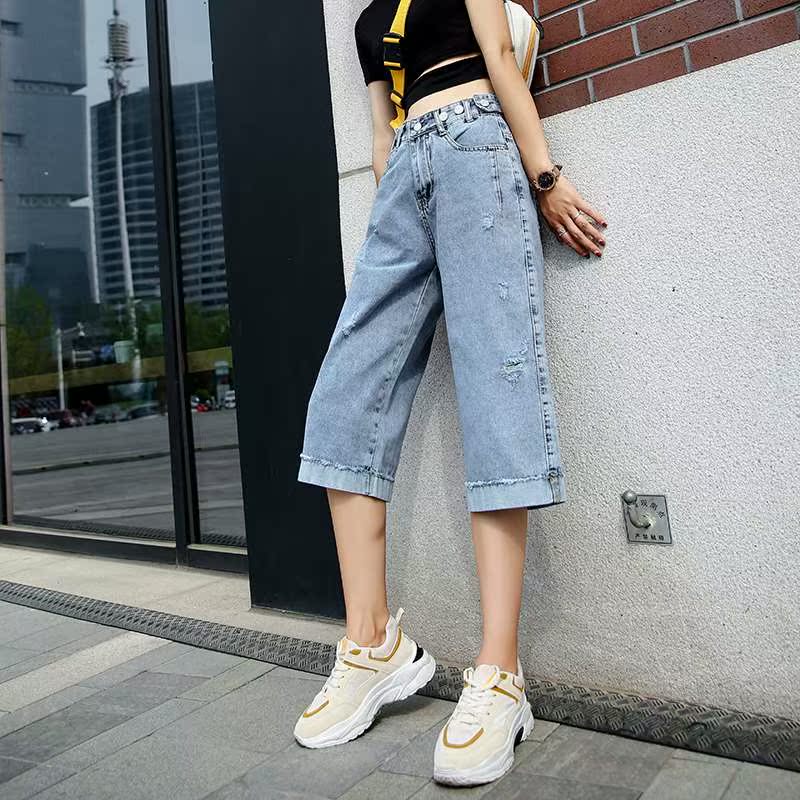七分阔腿裤女夏薄款五分裤子7分牛仔裤女宽松韩版学生高腰直筒裤|ruв категории Женская одежда, джинсы - от Buy2taobao.com для оказания профессиональной услуги покупки агента Taobao