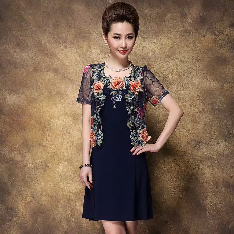高贵女夏装丈母娘婚礼服结婚宴会妈妈装春秋套装连衣裙中年两件套在类目 女装/女士精品, 中老年女装中 - 来自Buy2taobao.com提供专业的淘宝代购服务