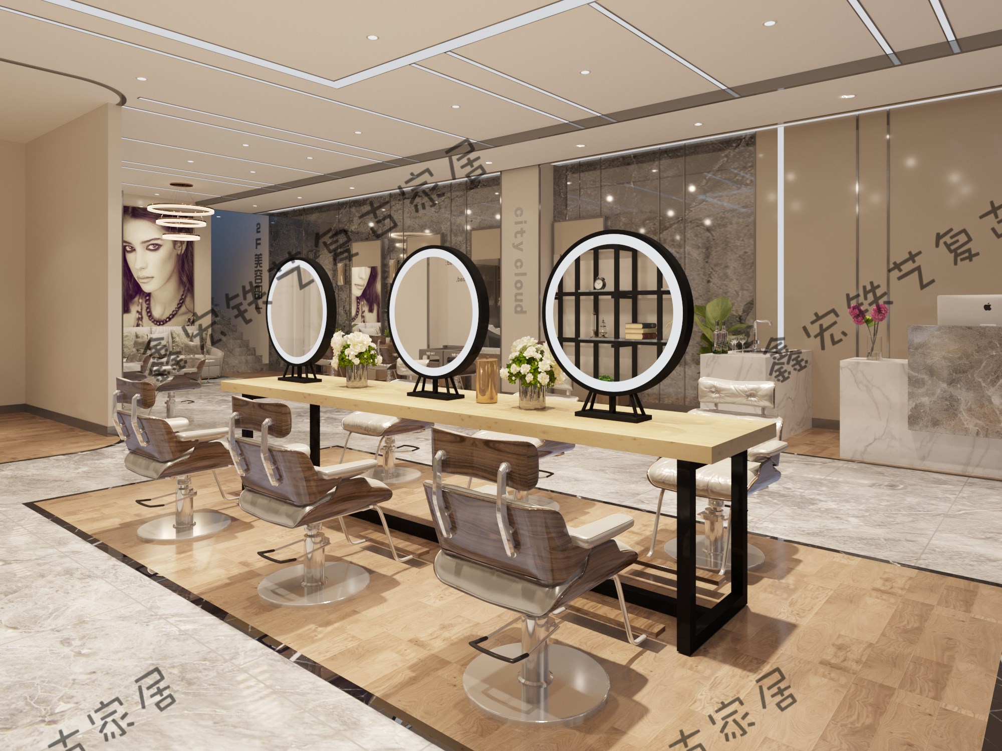 网红美发镜台潮款理发店双面简约led带灯发廊镜子影楼化妆台专用|msdalam kategori Perniagaan/perabot pejabat, Salon/Beauty Furniture, peringkat Barber - dari Buy2taobao.com untuk memberikan perkhidmatan ejen Taobao profesional membeli