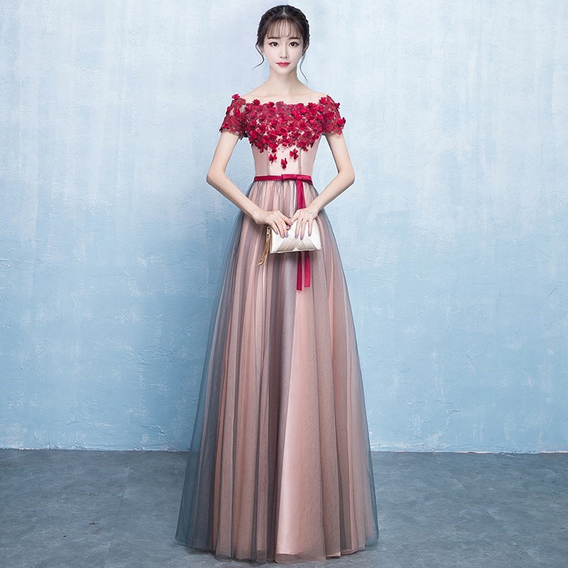 2019新款时尚一字肩主持人派对礼服裙女新娘敬酒服长款学生艺考|msdalam kategori Butik wanita / wanita, perkahwinan/Cheongsam/pakaian, pakaian/malam - dari Buy2taobao.com untuk memberikan perkhidmatan ejen Taobao profesional membeli
