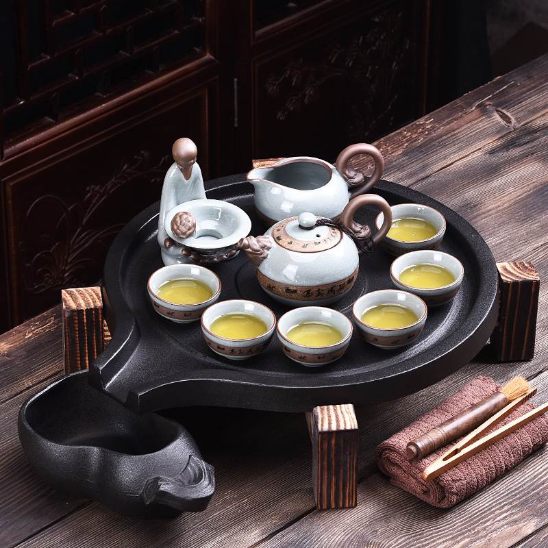 豪峰紫砂茶具套装家用功夫实木茶壶储水石磨茶盘陶瓷茶道茶海茶台|ruв категории посуда, чайный сервиз, набор чайный сервиз - от Buy2taobao.com для оказания профессиональной услуги покупки агента Taobao