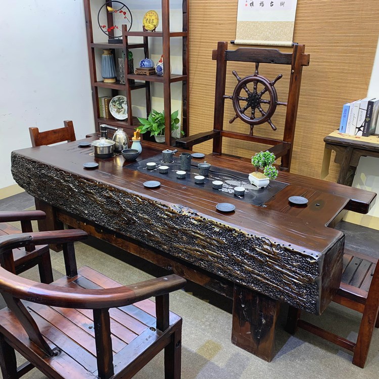 老船木茶桌椅组合全实木茶几功夫泡茶台中式仿古家具办公喝茶艺桌|msdalam kategori perabot kediaman, beberapa kategori, meja teh - dari Buy2taobao.com untuk memberikan perkhidmatan ejen Taobao profesional membeli