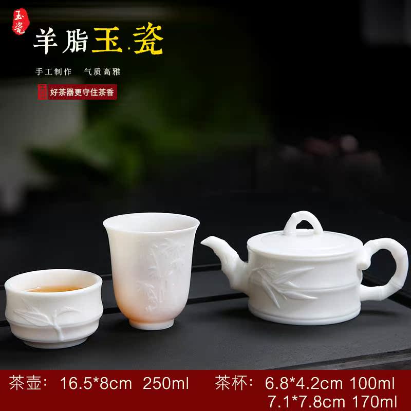 Dehua Kungfu Online tea set high-grade suit Suet jade teacup teapot household high-grade Premium Gifts Porcelainin the Tableware , Tea set , Kung Fu Tea category - from Buy2taobao.com to provide professional Taobao agent buy service