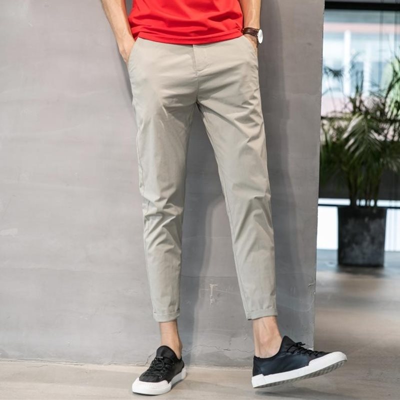the republic of korea 2019 Spring and summer Korean Edition Ninth pants Self cultivation Straight Casual pants Feet Men's trousers Youth trousers pure cottonin the Men's clothing, Casual pants category - from Buy2taobao.com to provide professional Taobao agent buy service