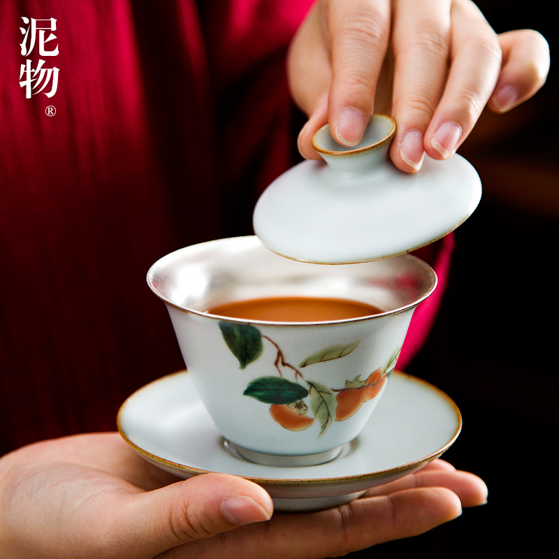 999纯银功夫盖碗汝窑开片泡茶碗泡茶杯 景德镇陶瓷三才盖碗家用|ruв категории посуда, чайный сервиз, супник - от Buy2taobao.com для оказания профессиональной услуги покупки агента Taobao