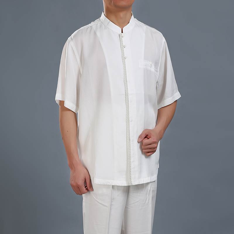 男唐裝夏裝短袖上衣 中國風青年時尚立領刺繡上衣中式在類目 男裝, 民族服裝中 - 來自Buy2taobao.com提供專業的淘寶代購服務
