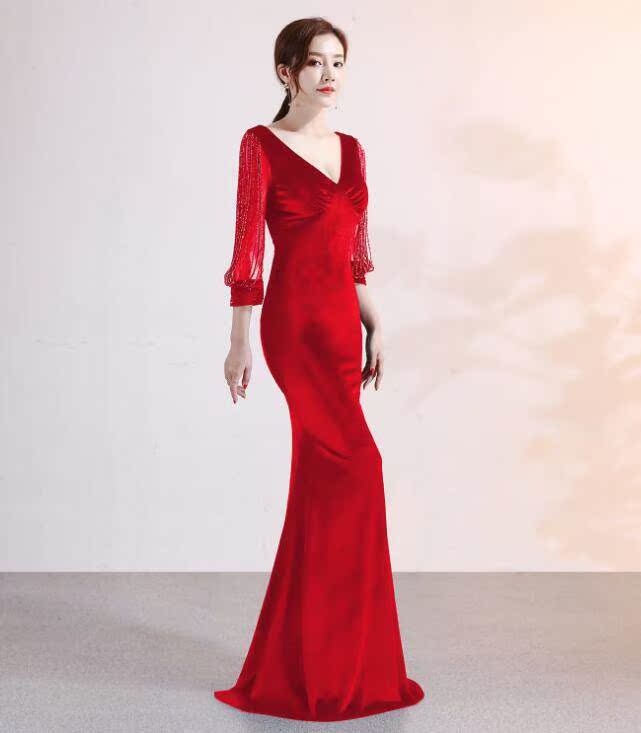 墨绿色晚礼服裙女宴会2019时尚性感气场女王高贵气质鱼尾长款修身|ruв категории Женская одежда, Cвадебные платья, платье/вечернее платье - от Buy2taobao.com для оказания профессиональной услуги покупки агента Taobao