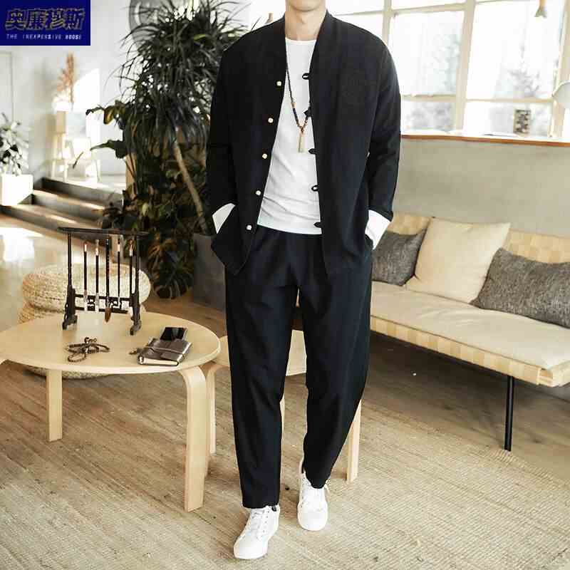 Tang costume Chinese tunic suit suit 2019 Spring new pattern Retro Chinese style Cotton and hemp Embroidery Easyin the Play mode/Anime/Periphery/cos/Board games , Cosplay Apparel/Props/Service , Cosplay Men category - from Buy2taobao.com to provide professional Taobao agent buy service