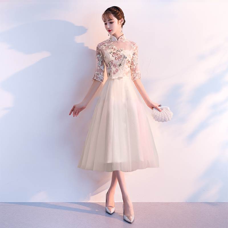 Champagne Evening dress 2019 Spring Chinese style banquet Host Dress Annual meeting cheongsam Bridesmaid Dresses new patternin the Women's clothing/Boutique , Wedding/Cheongsam/Formal dress , Formal dress/Evening category - from Buy2taobao.com to provide professional Taobao agent buy service