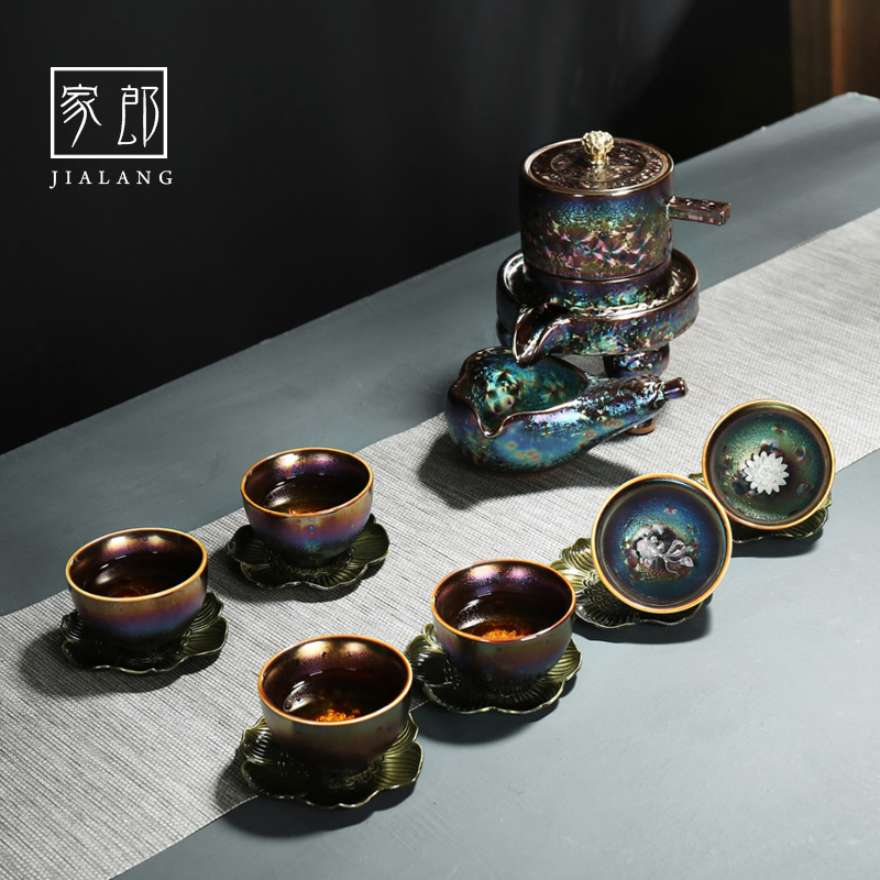 Japan Kiln transformation Tianmu Colorful Lazy man Stone mill semi-automatic Tea Set ceramics Gilt teacup Kungfu Onlinein the Tableware , Tea set , Kung Fu Tea category - from Buy2taobao.com to provide professional Taobao agent buy service