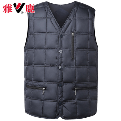雅鹿男士马甲2019春秋新款保暖背心棉外套男纯色韩版潮流无袖上衣
