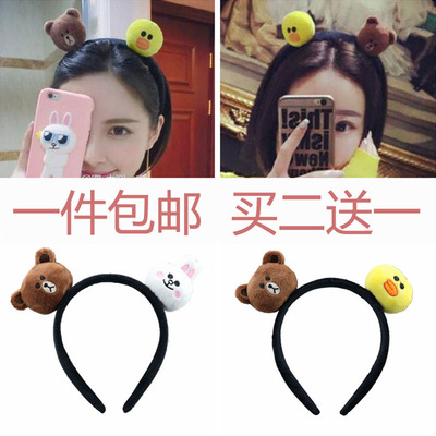网红卡子动物发卡韩国可爱卡通熊发箍 女头箍头饰品洗脸发带批发