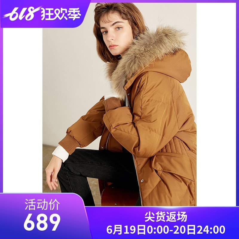 Lily2019冬新款女裝帥氣系帶中長款微繭型毛領羽絨服118419D1999在類目 女裝/女士精品, 羽絨服中 - 來自Buy2taobao.com提供專業的淘寶代購服務