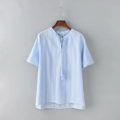 大码女装小清新学院风淑女T恤衫胖MM 休闲棉布提花短袖上衣春夏装