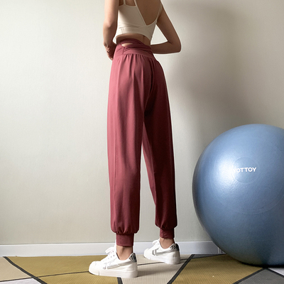 宋站高腰运动长裤女春秋速干后交叉训练健身裤跑步透气束腿瑜伽裤