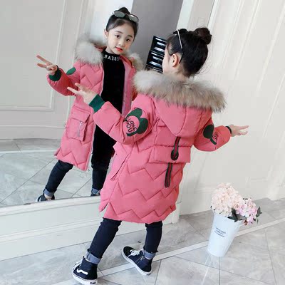 女童冬装棉衣2019新款大童儿童加厚外套中长款羽绒棉服洋气棉袄潮